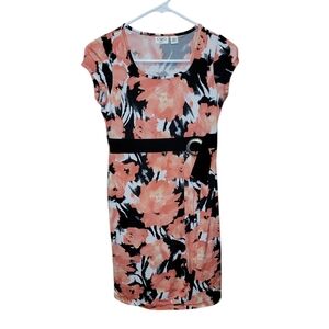 Cato Girls Size Large (12/14) Coral and Black Floral Dress